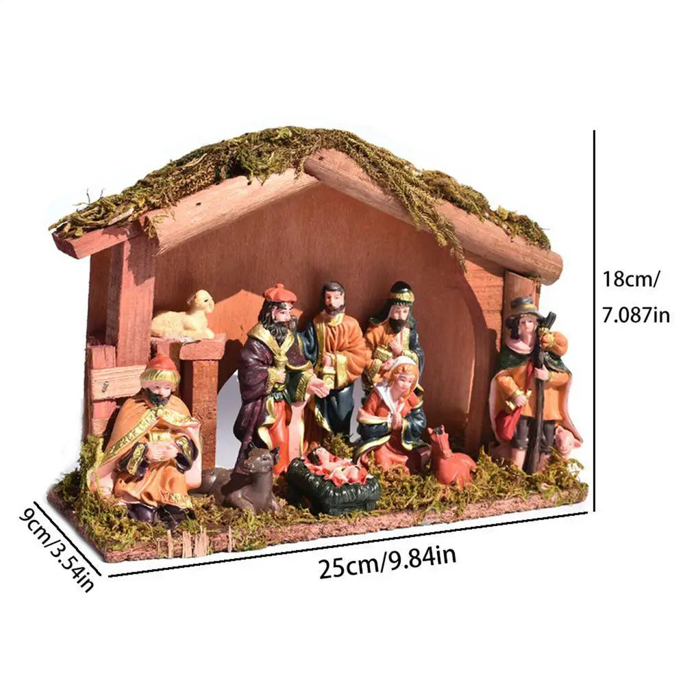 Christmas Nativity Set Religious Holy Family Figurines Centerpiece Christmas Wood Nativity Set for Kitchen Table Indoor Home Zpaxo A China Mainland