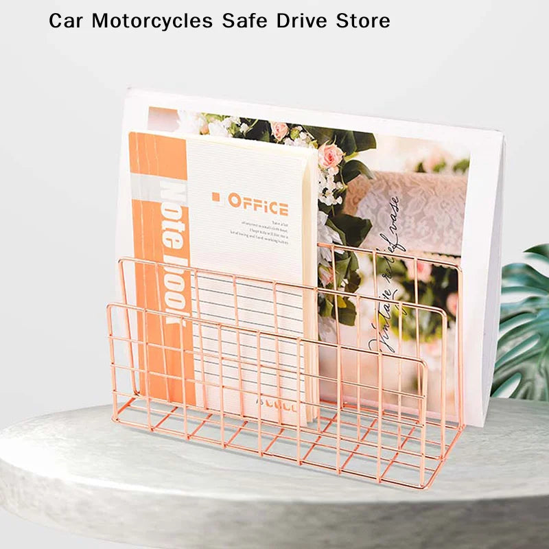 Simple Book Storage Rack Desktop Iron Bookshelf Vinyl Records Holder