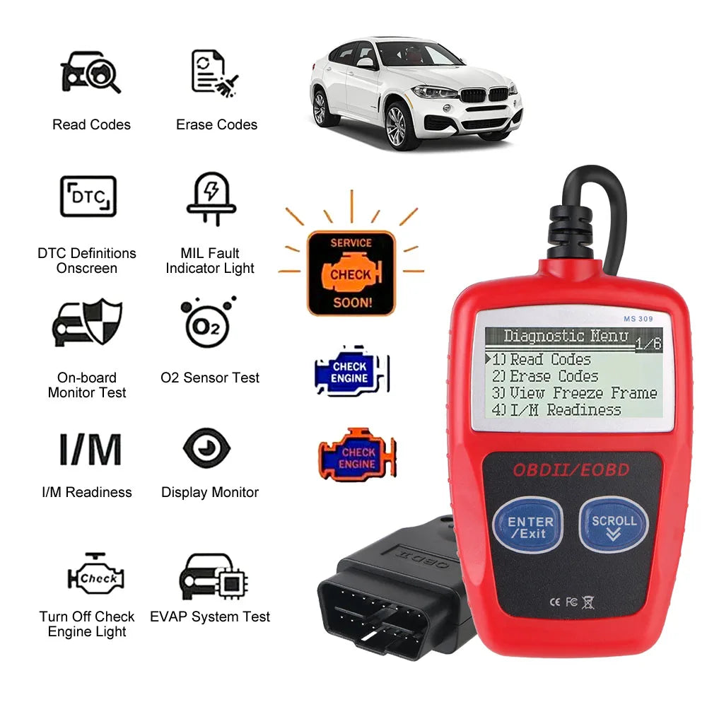 OBD 2 Scanner Fault Code Clear Car Diagnostic Tools OBD2 Reader 16