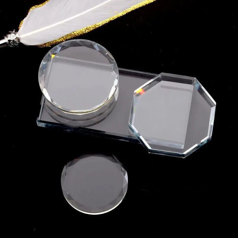 Glass Nail Palette Gel Polish Pallet Mixing Drawing Paint Plate Pad