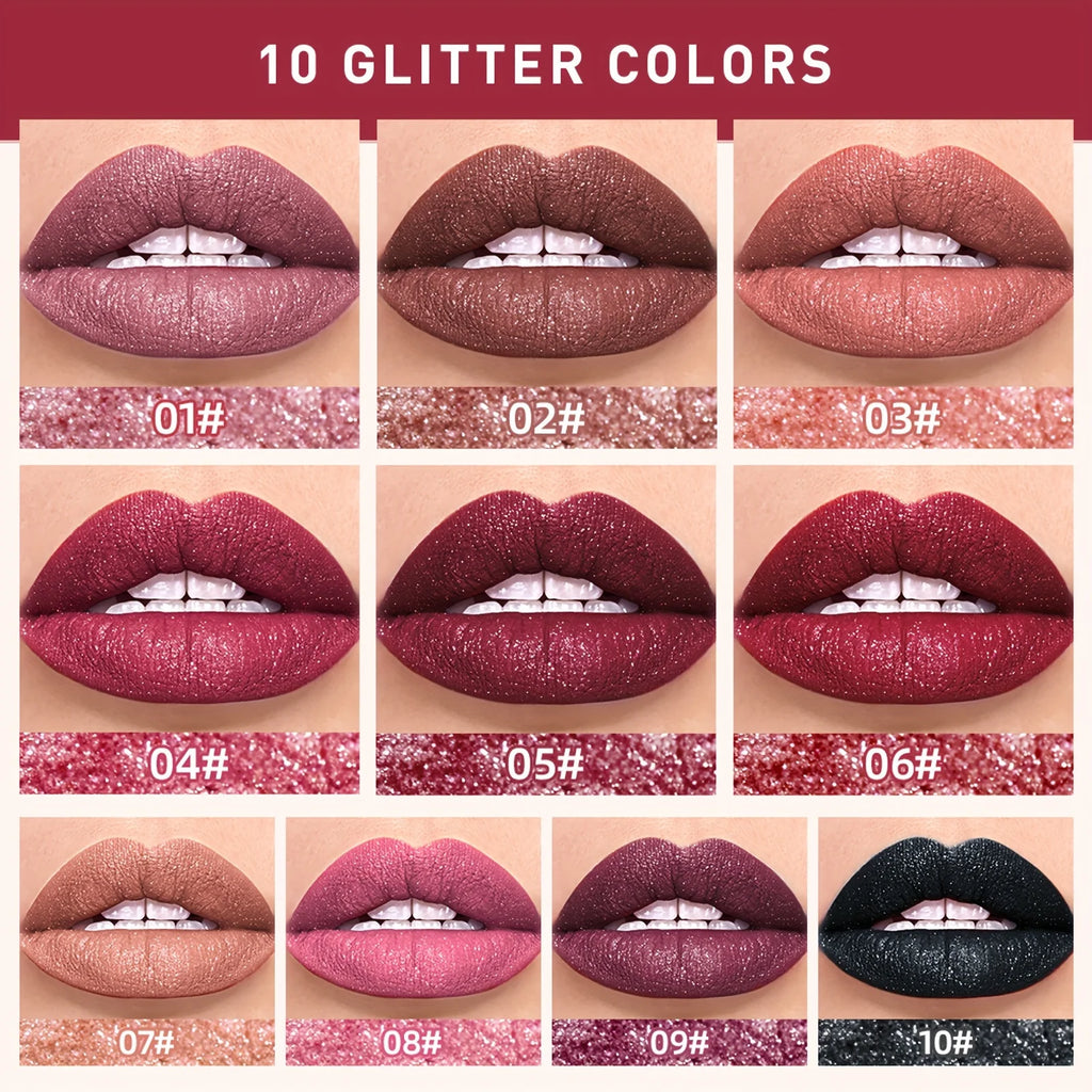 Beauty Purple Glitter Liquid Lipstick - Highly Pigmented Velvet Matte Waterproof Long Lasting Non-Stick Cup Zpaxo
