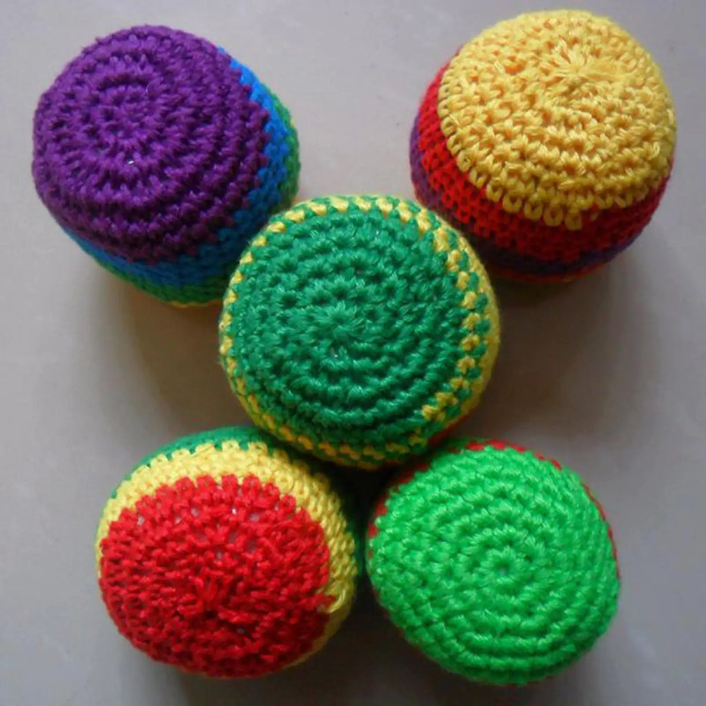 Knitted Footbag Sack Interactive Handmade Juggling Balls Handwoven Toss Footbag For Boys Girls Child Teens Family Parks Garden Zpaxo