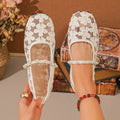 Embroidery Women's Spring Autumn Breathable Lightweight Single Shoes Zpaxo Beige 43