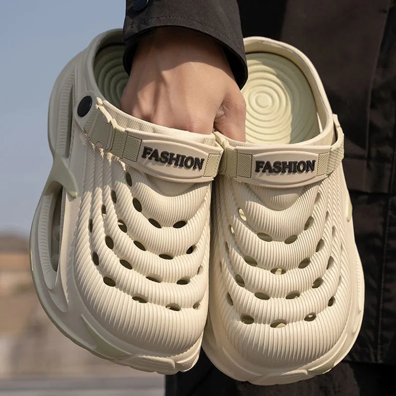 Men's Hollow Slippers Indoor Outdoor Women's Sandals Beach Non-slip