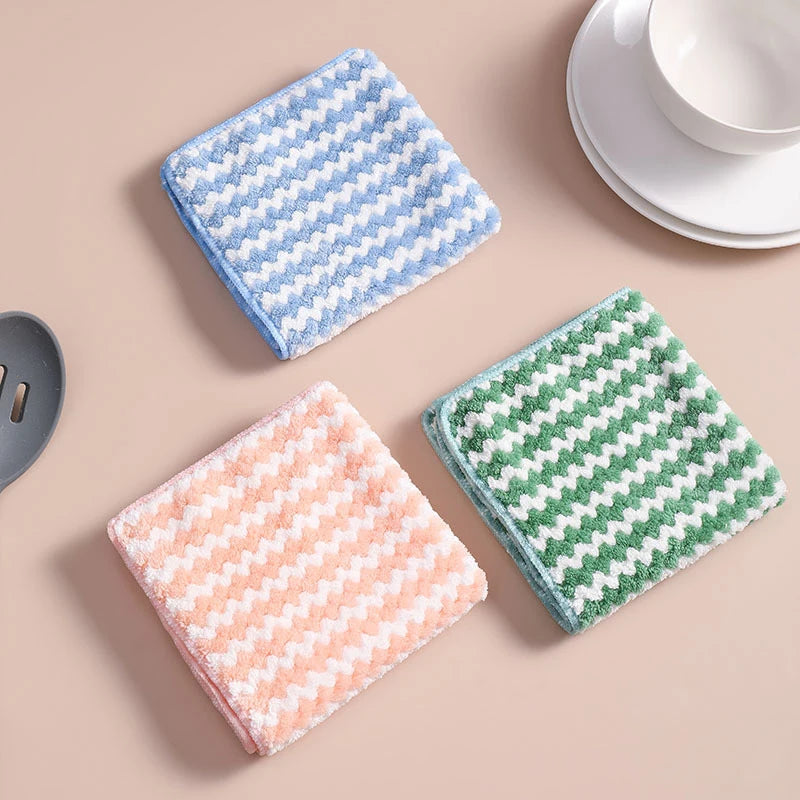 5 Microfiber Kitchen Dish Cloths Absorbent Non-stick Oil Cleaning