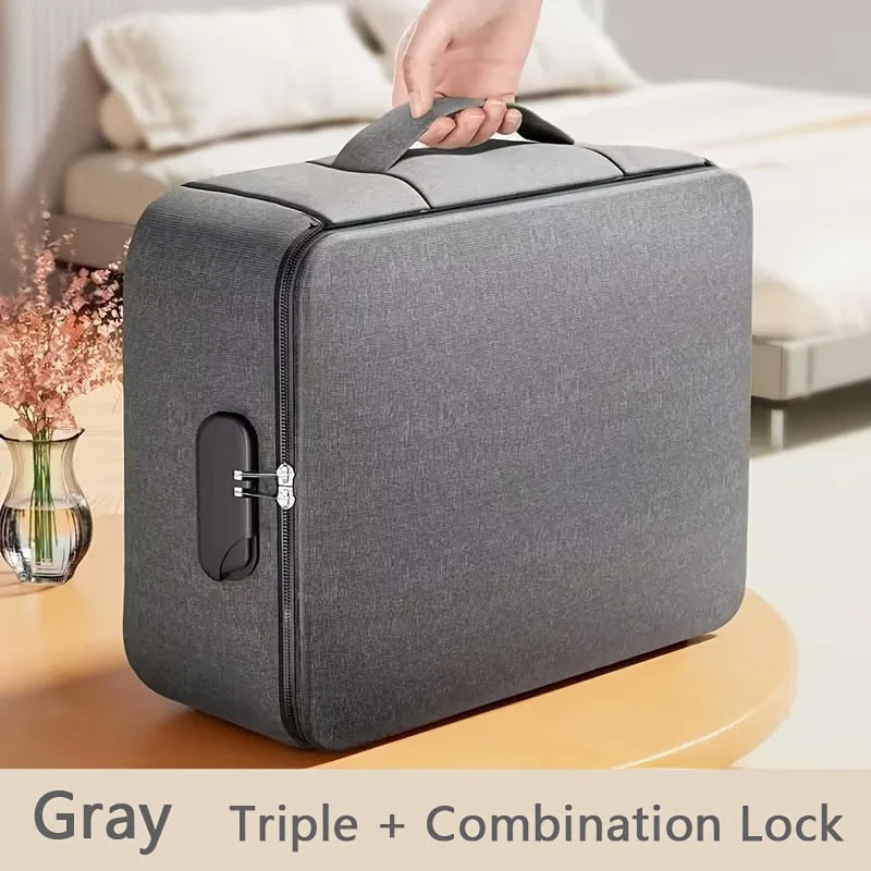 Fireproof Document Bag Waterproof Lockable Portable Durable Files Zpaxo DARK GRAY