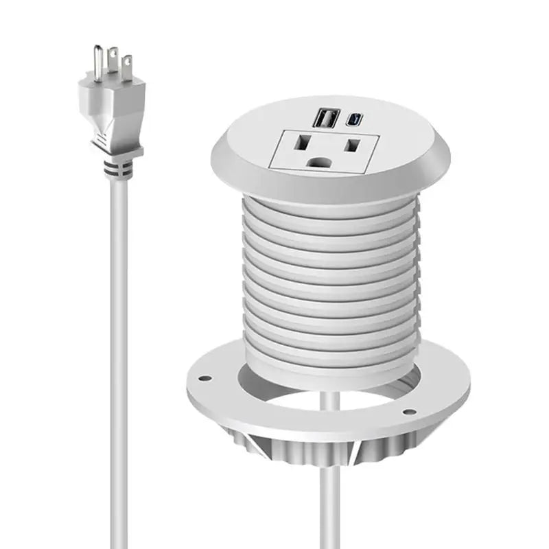 652F PD18W USB C Fast Chargers Desk Mounted Power Outlet With 1AC US Plugs, USB A 10W USB C 18W 2M Cable Overloads Protections Zpaxo