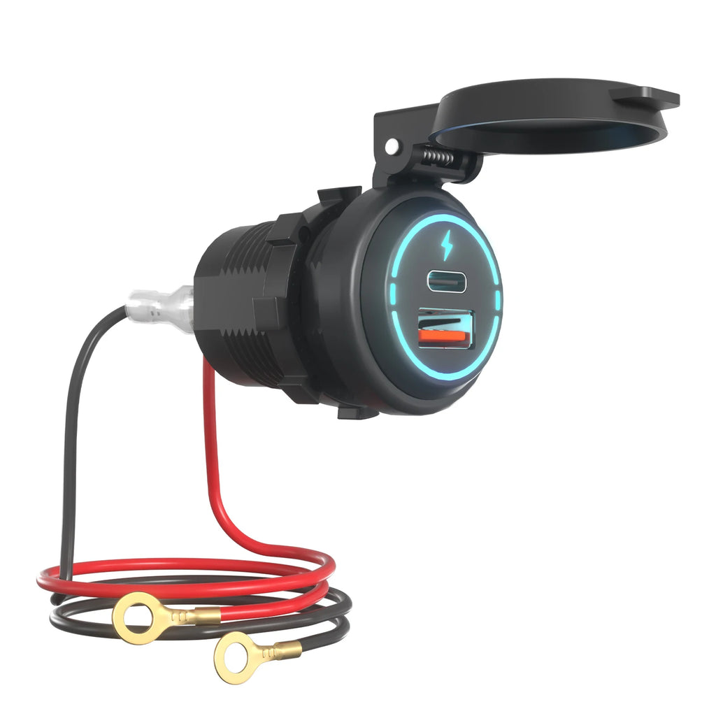 USB C Car Charger Cigarette Lighter Socket 12V-24V Dual Charging