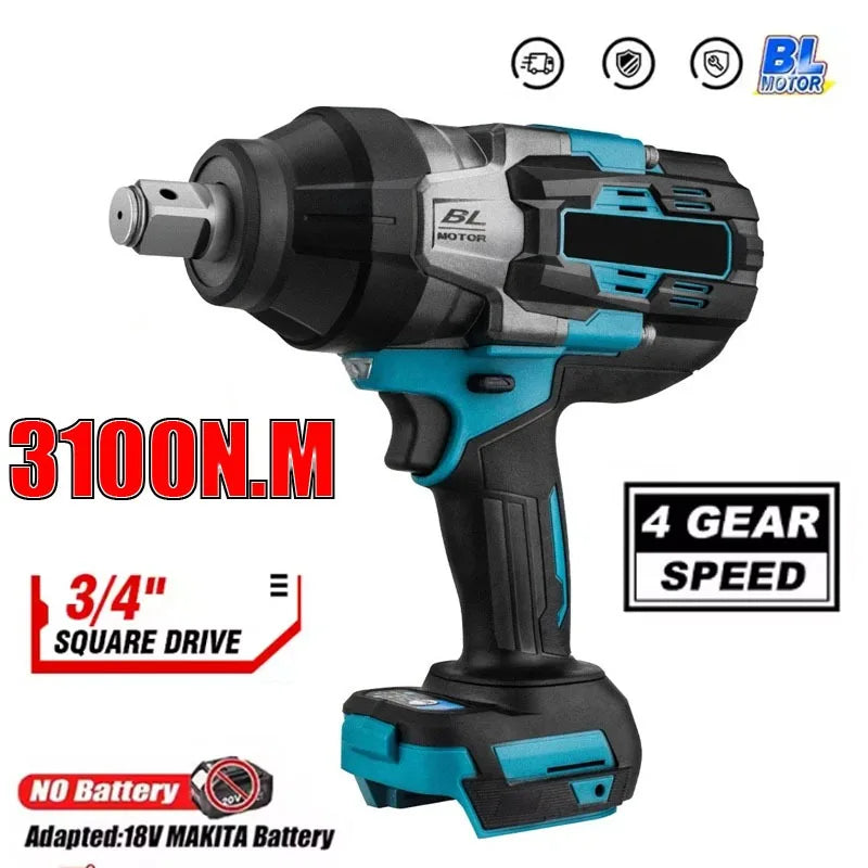 3100N M Torque Brushless Electric Impact Wrench 3 Cordless Power