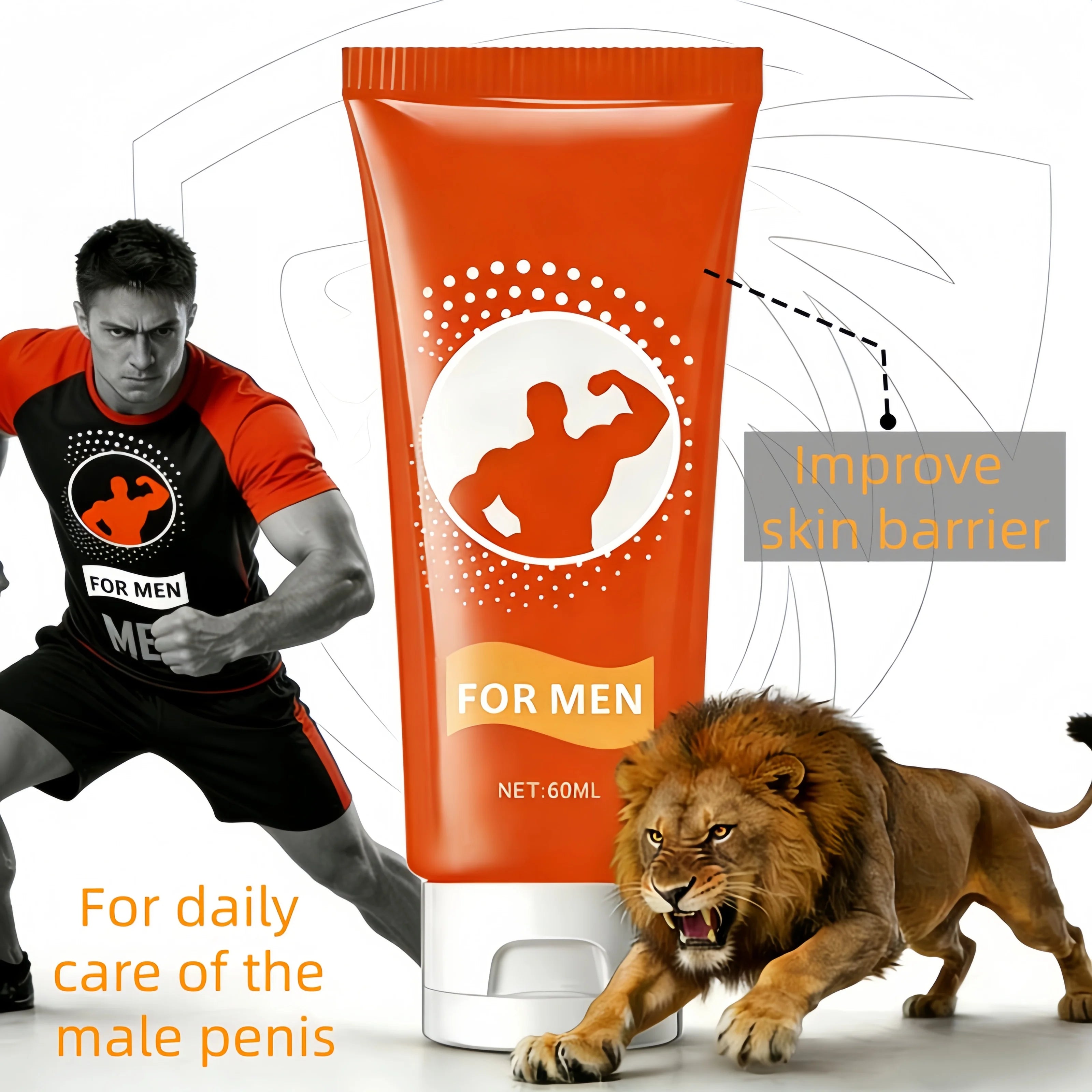 Men's Massage Cream, Repairs and Nourishes Intimate Areas, a Helpful Tool in the Bedroom, and a Great Gift for Men. Zpaxo