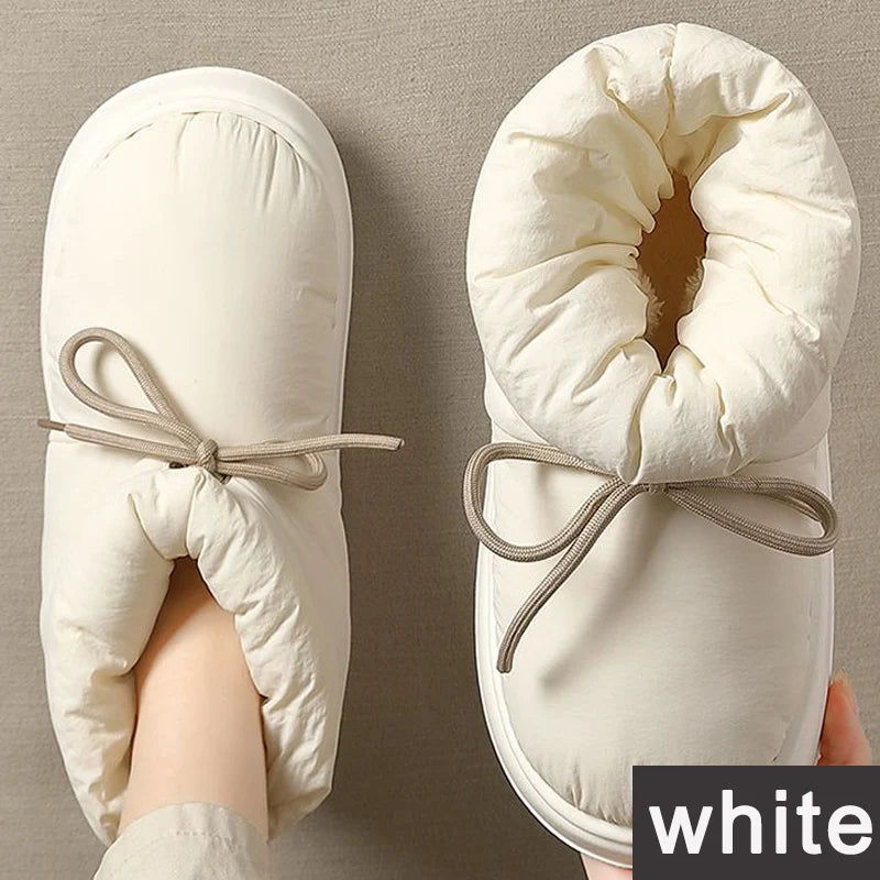 Winter Men Slippers Short Plush Women Cotton Boots Waterproof Outdoor Zpaxo white 36-37