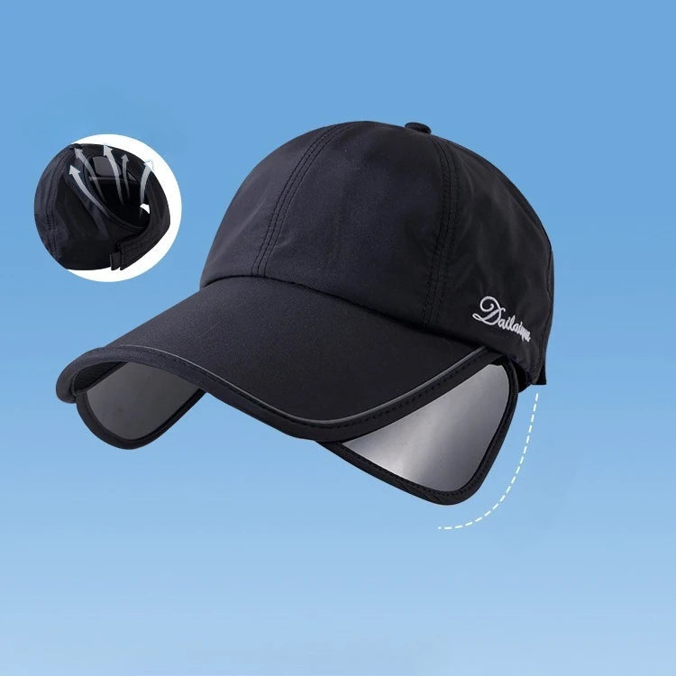 Summer sun protection hat for women enlarged widened brim outdoor sports cover full face empty top duckbill hat tied ponytail Zpaxo