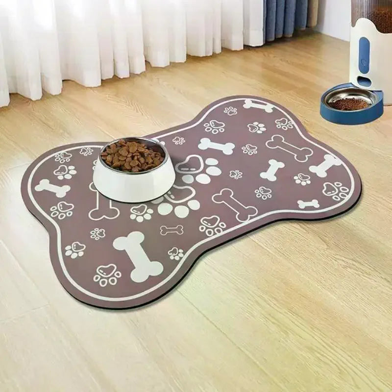 Non-Slip Home Pet Mat For Food And Water Bowl With Waterproof Quick-Dry Rubber Backing Diatomaceous Mud Absorbent Pet Placemat Zpaxo