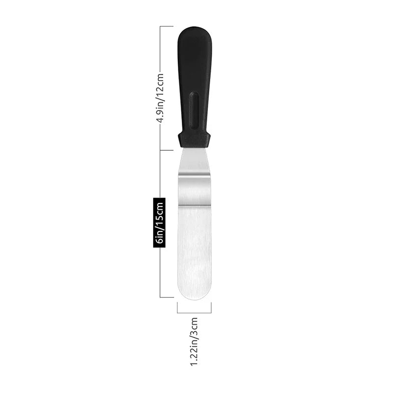 Stainless Steel Cake Spatula & Scraper – 6/8/10 Inch Set Cake Decorating Spatula Zpaxo Black 6-inch