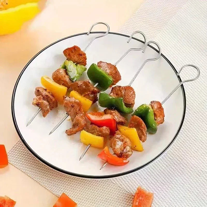 Stainless Steel Double Layer Grill Rack With 4 Roast Meat Picks Steam Rack Air Fryer Rack Air Electric Fryer Accessories Zpaxo