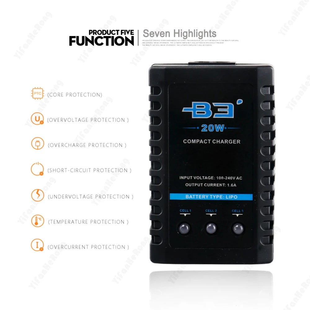 B3 Pro Compact Professional Balance Charger 100 - 240V 10W 20W for 2S 3S 7.4V 11.1V Lithium LiPo Battery B3AC Zpaxo