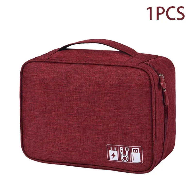 Portable USB Data Cable Charger Storage Bag Travel Organizer