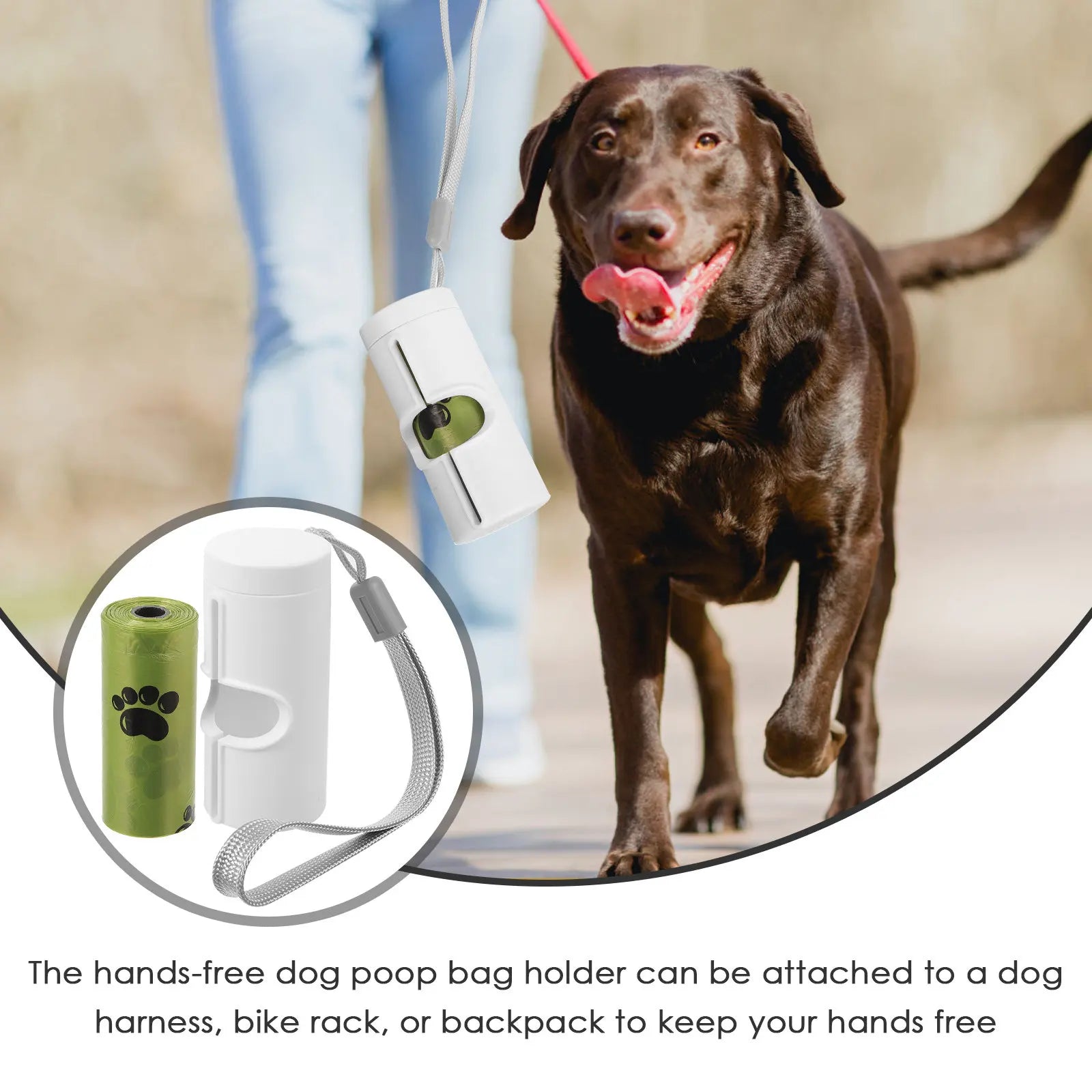 Dog Poop Bag Holder Portable Waste Dispenser Hands Harness Backpack