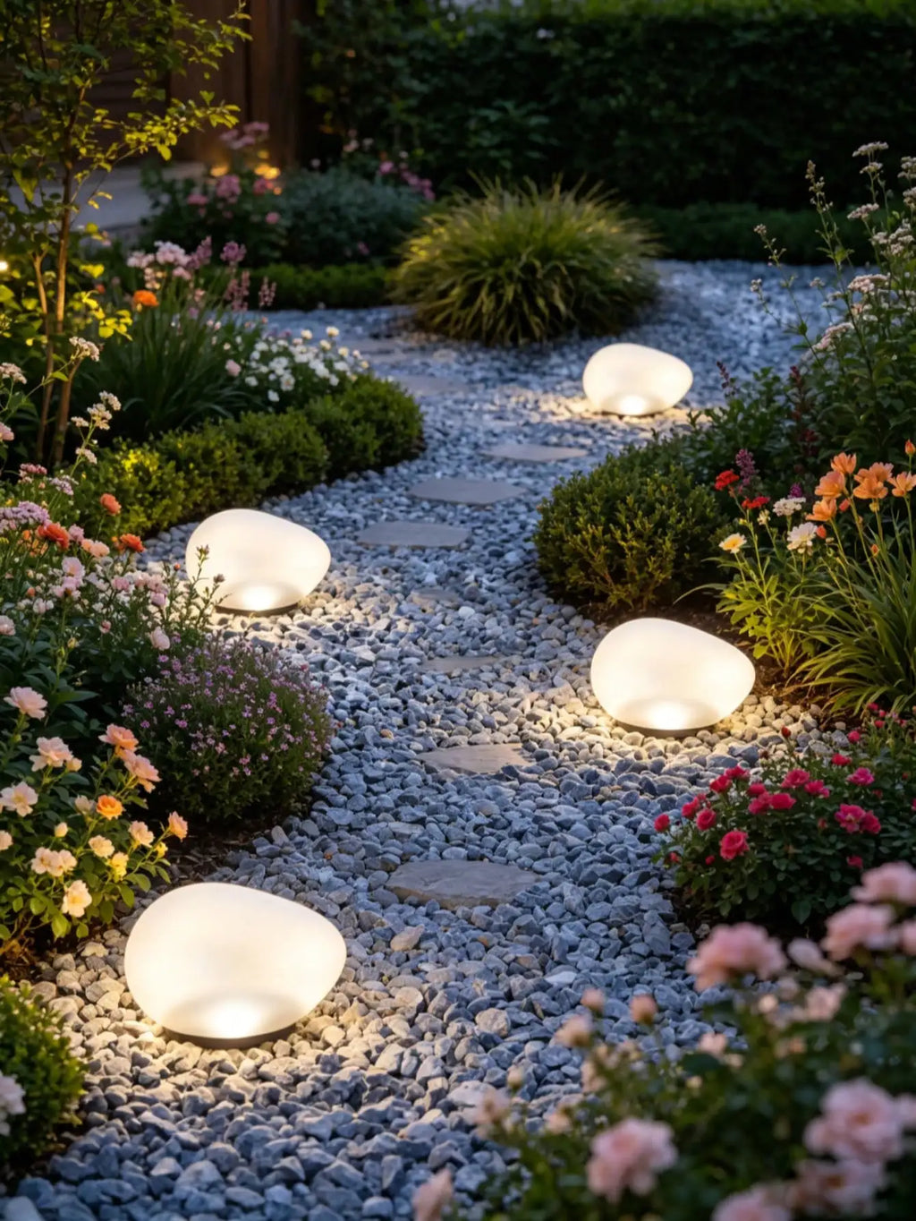 Solar-powered White Light Stone Lamp Suitable Indoor Outdoor Use