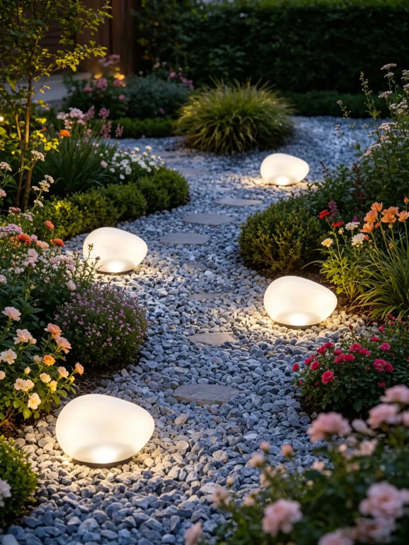 Solar-powered White Light Stone Lamp Suitable Indoor Outdoor Use