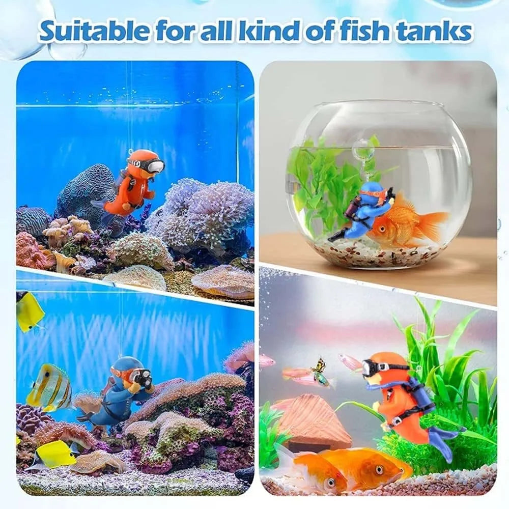 Floating Diver Fish Tank Ornaments – Aquarium Decor 2 Pcs Aquarium Ornament Zpaxo