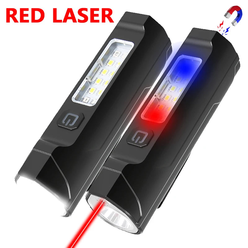 IR Strong Light Flashlight Portable Pen Clip Magnetic Torch Zpaxo 2PCs black USB Charging