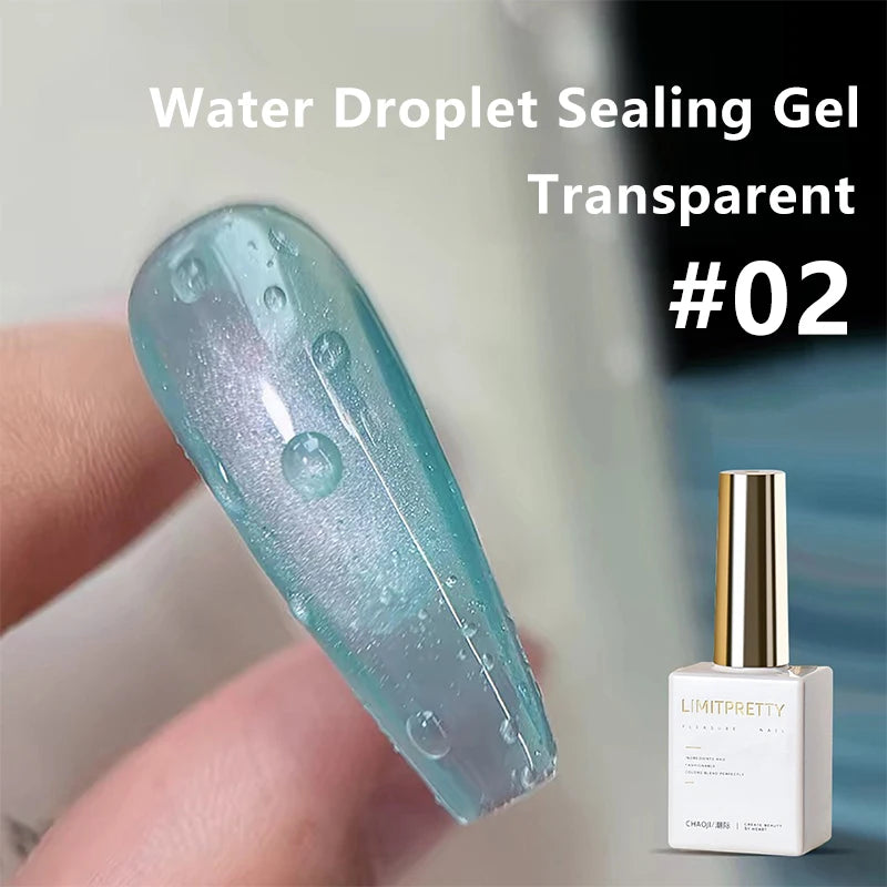 Spring & Summer New Waterdrop Top Coat Gel High Gloss Crystal Plating Sealer Clear Water Drop Design 3D No-Wipe Gel Nail Polish Zpaxo 02