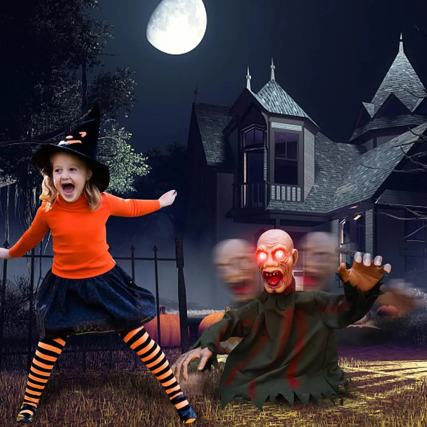 Halloween Voice-activated Pop-up Decor Plug-in Scary Jumping Ghost