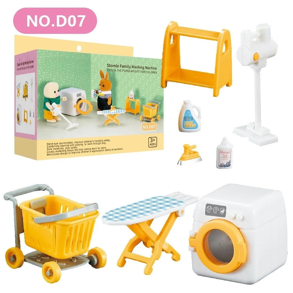 Dollhouse Furniture Doll House Bathroom Kitchen Fridge Washing Zpaxo washing machine