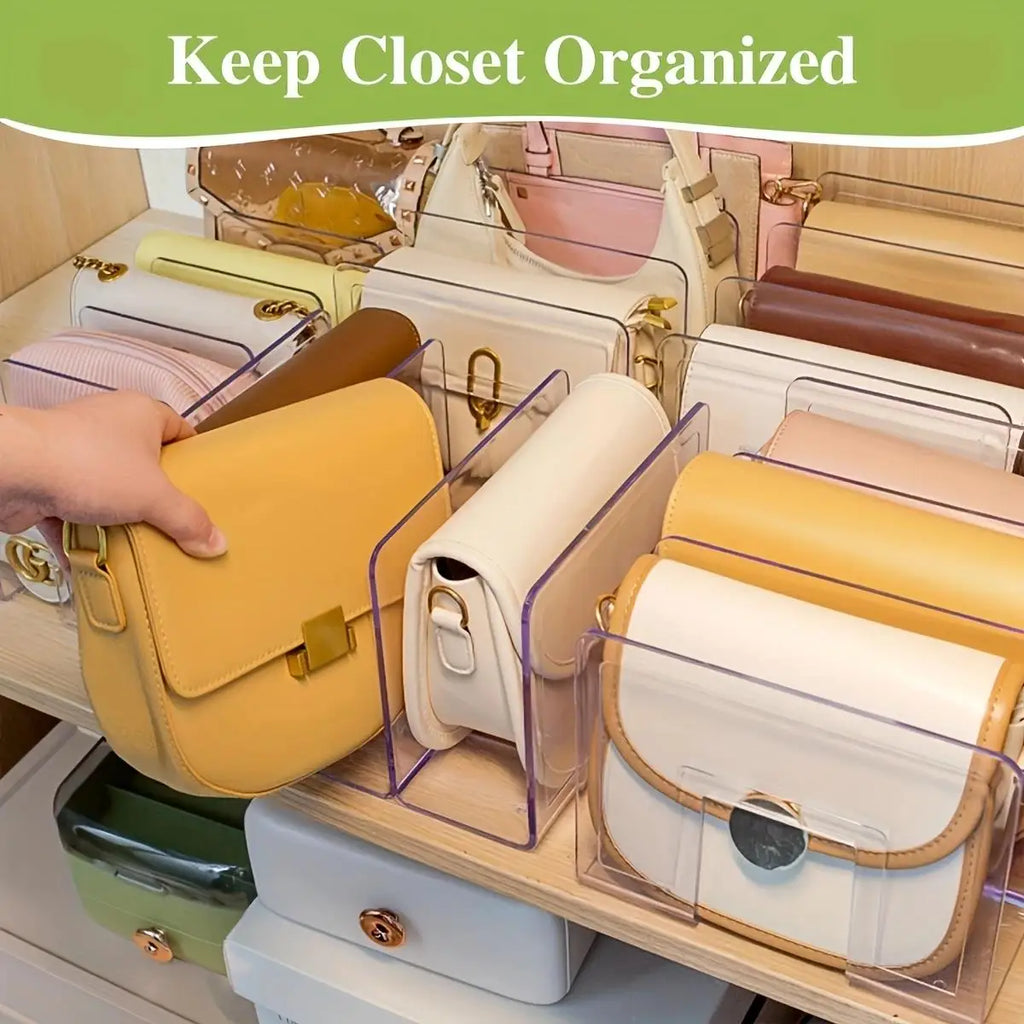 2-piece transparent storage-4-compartment closet storage with partition | for storing handbags, ties, scarves and accessories. Zpaxo