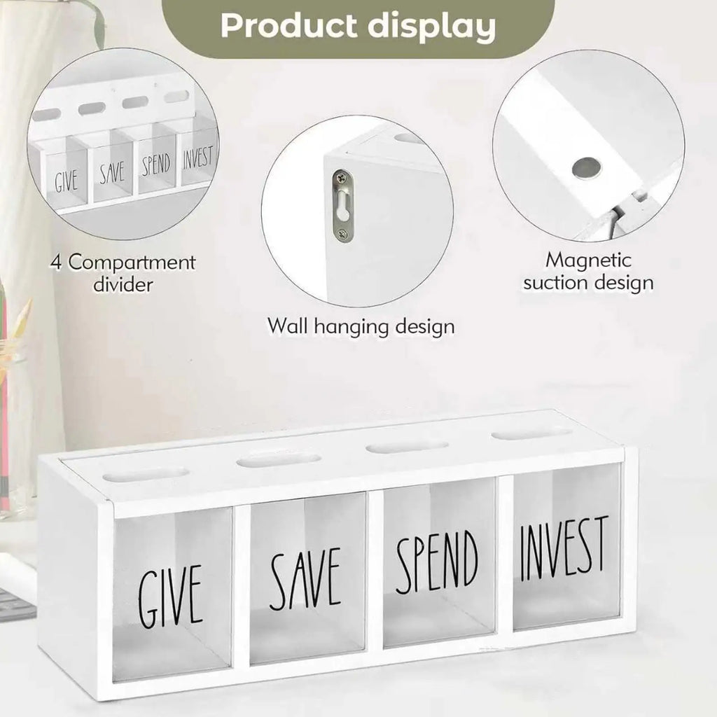 Kids Money Bank Wooden Magnetic Suction Storage Funny Cash Box