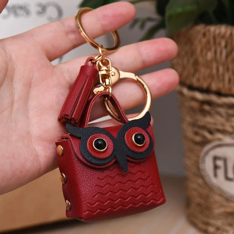 Owl Coin Purse Keychain – Mini PU Leather Bag Pendant Wallet