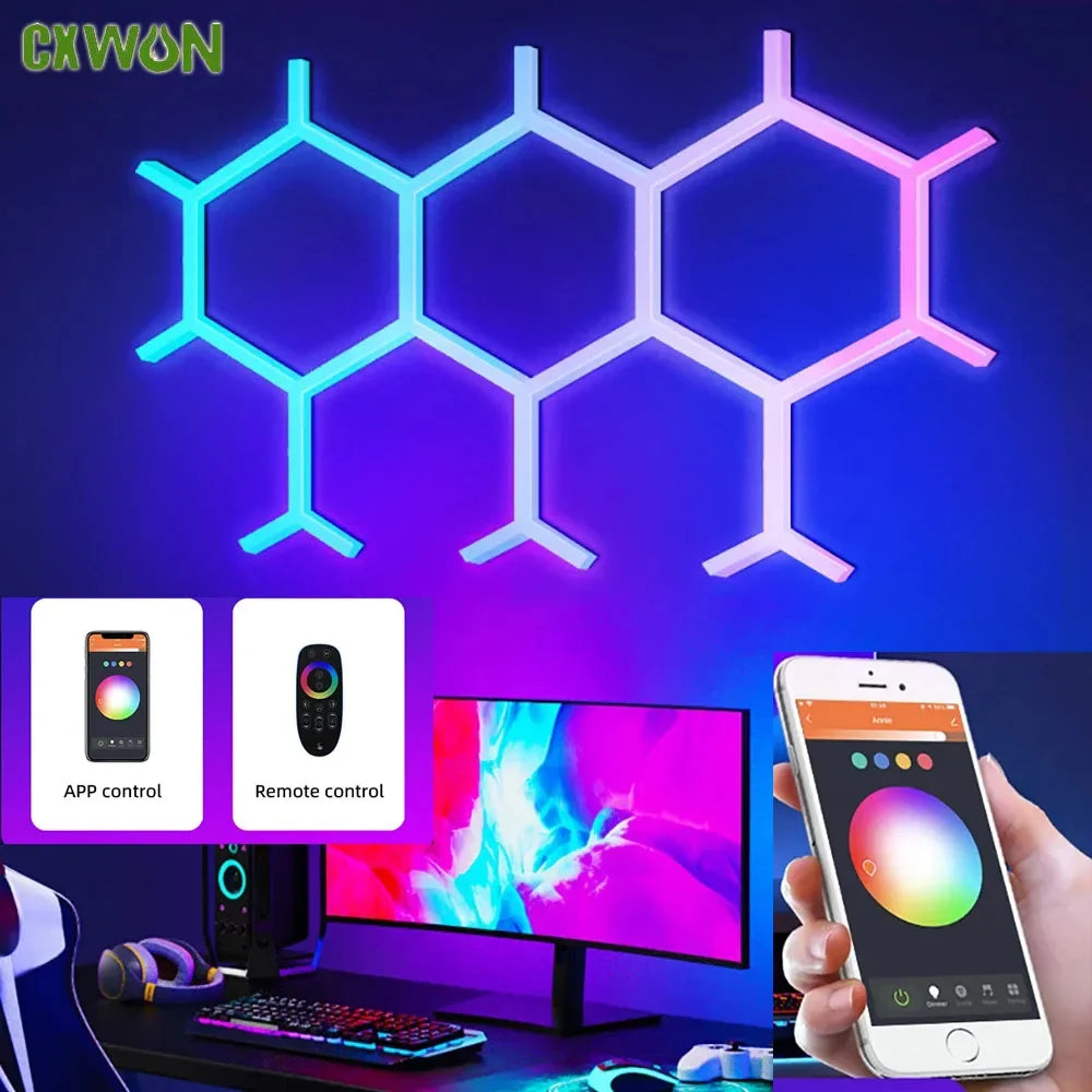 WIFI APP Smart Lamp Tuya Music Rhythm Control Splicing Ambient Quantum Lights LED Night Light for Game Room Bedroom Decoration Zpaxo