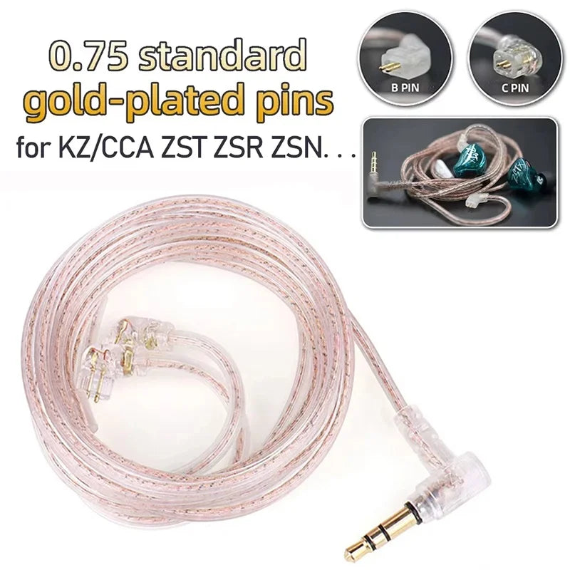 KZ Replacement Headset Cable Oxygen-free Copper Improves Headphone