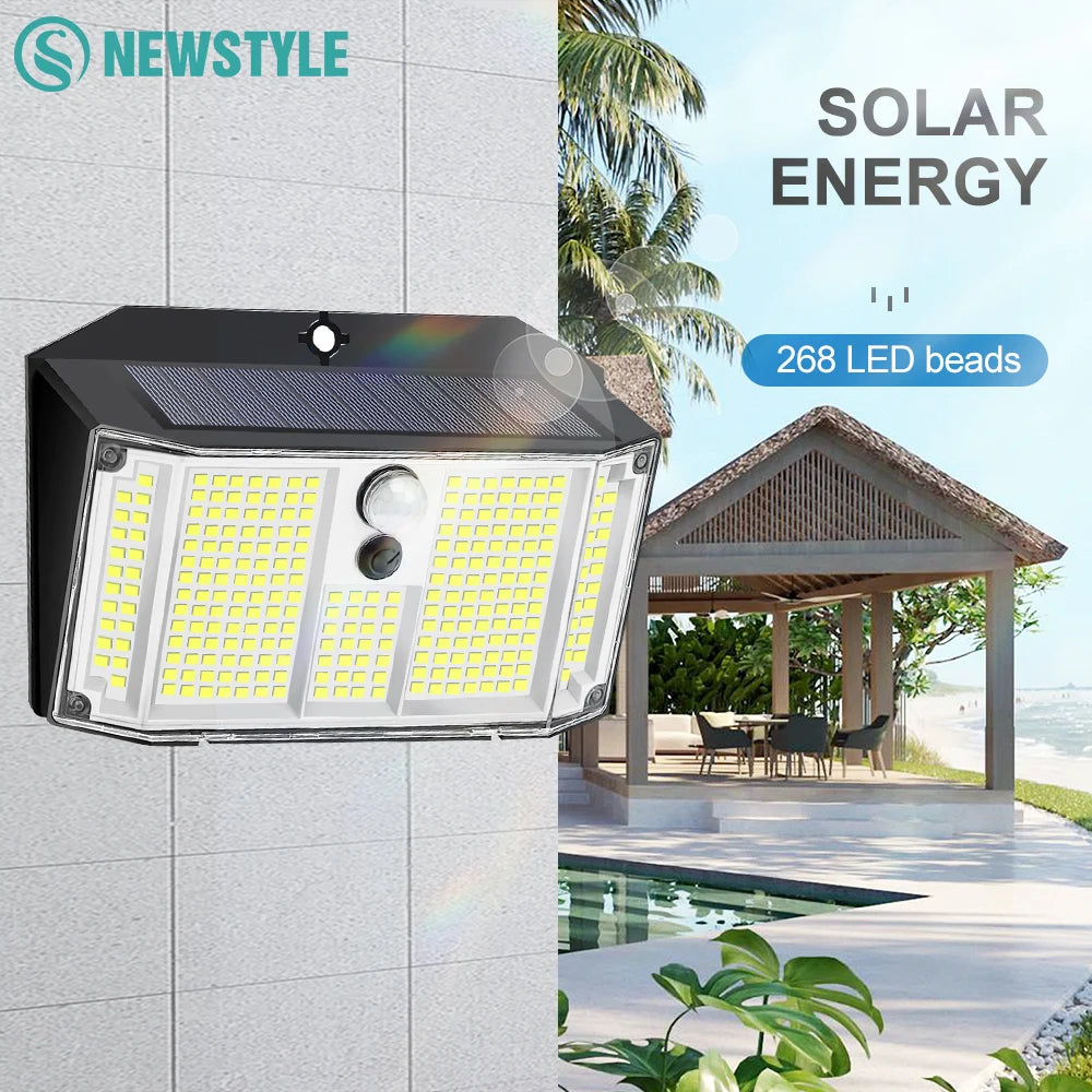 268/418 LED Solar Security Lights Outdoor 3 Modes Solar Powered Motion Sensor Lights Waterproof Wall Lights Fence Yard Garage Zpaxo