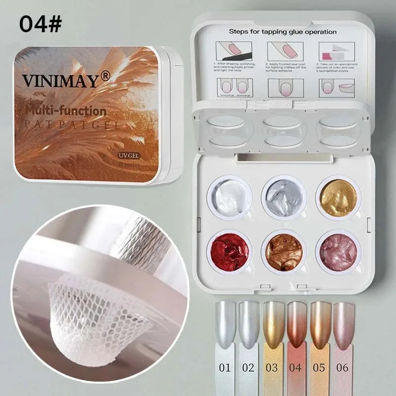 6 Colors Cushion Gradient Painting Gel Pink Ombre Nail Pat Patting Gel UV/LED Blush Blooming Aura Manicure Gel Nail Polish Tools Zpaxo 04