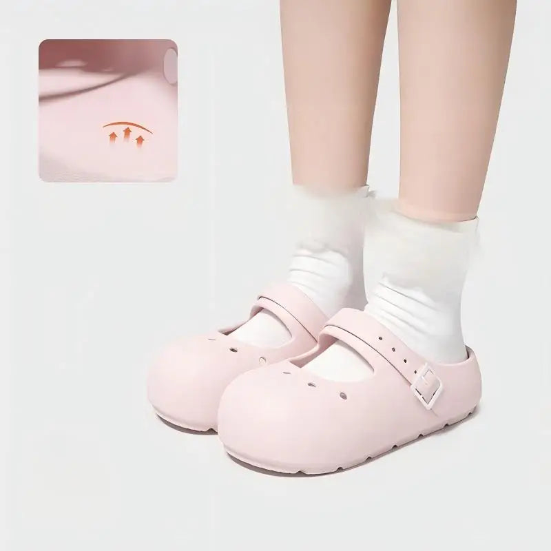 Women Summer Mary Jane Clogs Closed Toe Cloud Feel Non Slip Slippers Zpaxo Pink 39-40
