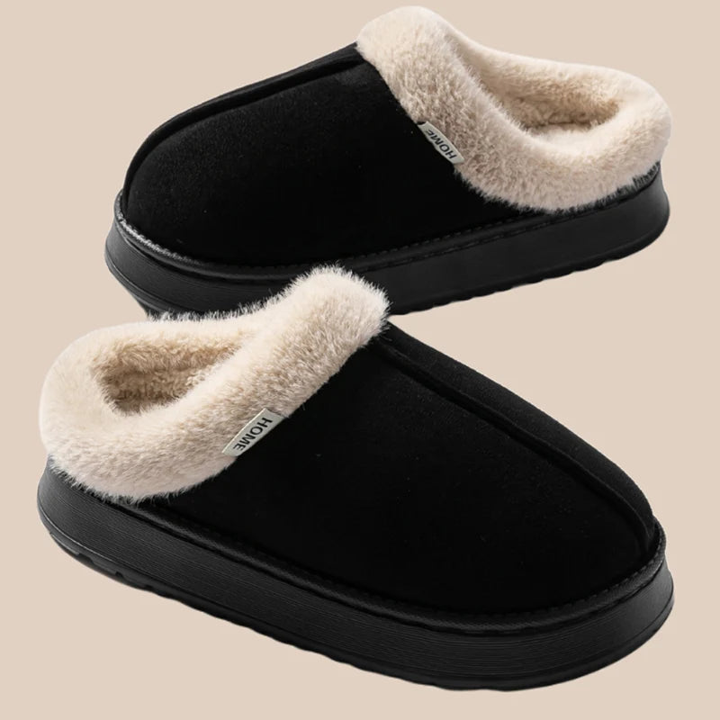 Women's Winter Slippers Non-slip Indoor House Shoes Plush Fleece Zpaxo black 38-39