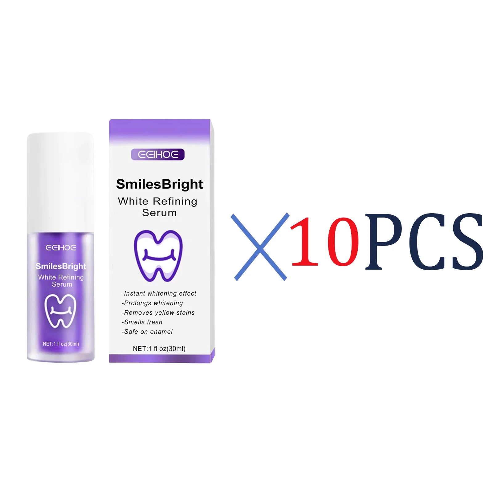 EELHOE Smiles Bright White Refining Serum Teeth Whitening Mousse Mild Ingredients Nano-Hydroxyapatite Xylitol Easy To Use 30ml Zpaxo 10 Pcs