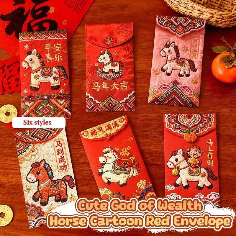 6pcs New Year Red Envelope Horse Year Red Envelope Chinese Spring Festival Hongbao Lucky Money Pocket 2026 New Year Decorations Zpaxo