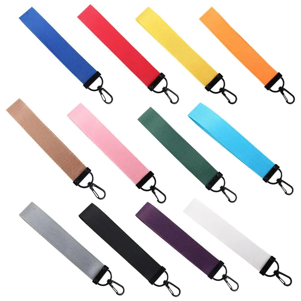 Women Solid Colors Car Keyring Bag Charms Ribbon Rope Keychain Zpaxo