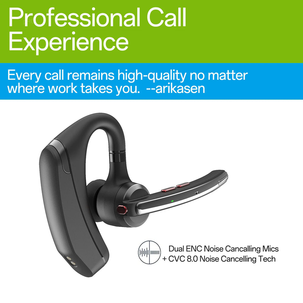 Bluetooth Headset Wireless Earpiece Upgrade Noise Canceling Mic 100H