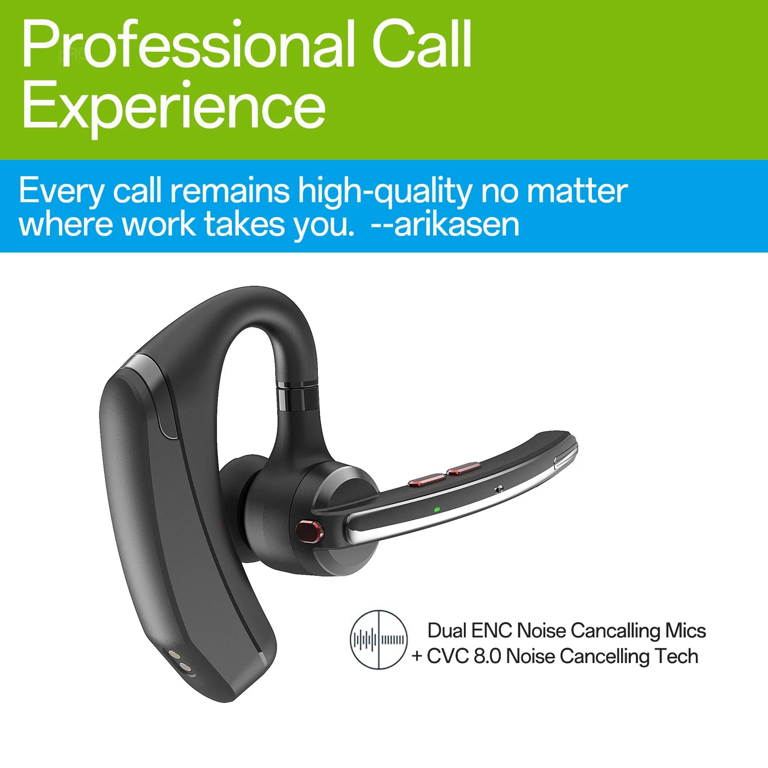 Bluetooth Headset Wireless Earpiece Upgrade Noise Canceling Mic 100H