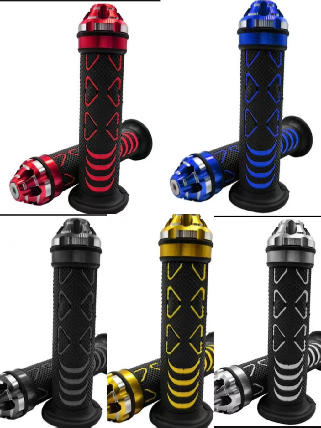 CNC Aluminum Motorcycle Handlebar Grips – Anti-Slip Rubber