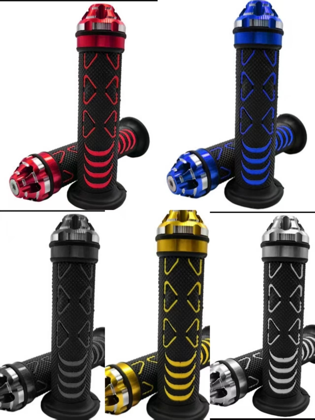 CNC Aluminum Motorcycle Handlebar Grips – Anti-Slip Rubber