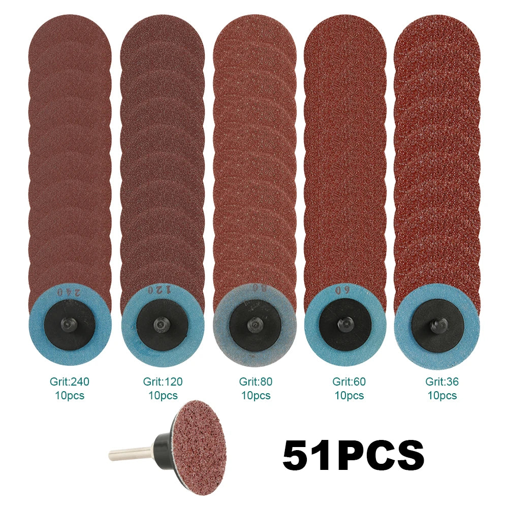 50Pcs Sandpaper 36-240 Grit Grinding Wheel Set Quick Change Combination for Wood Furniture Finishing/Metal/Automotive Polishing Zpaxo