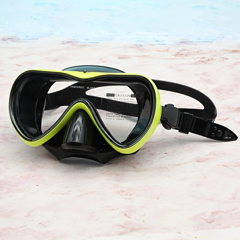 Adult Snorkel Mask, HD Tempered Glass Lens, Liquid Silicone Skirt,Large Frame Waterproof for Beach Swimming Snorkeling Equipment Zpaxo QSJ-blackgreen-E