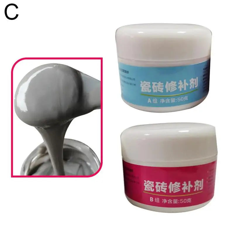 Tile Repair Paste Bathroom Tub Porcelain Repairing Tool Wall Zpaxo Light gray