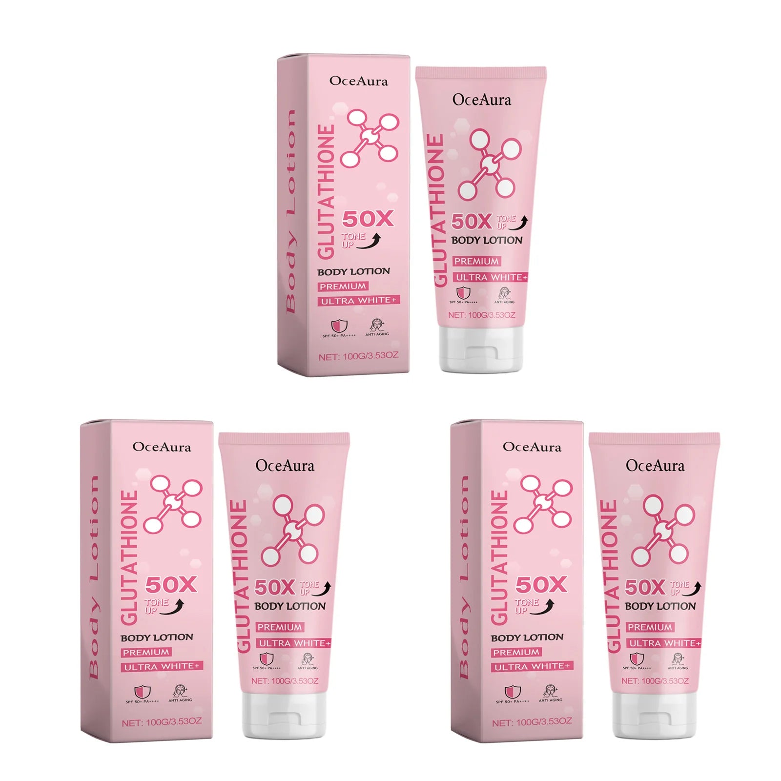 OceAura Glutathione Brightening Body Lotion | Even Skin Tone Brightening Body Lotion Zpaxo 3Pcs