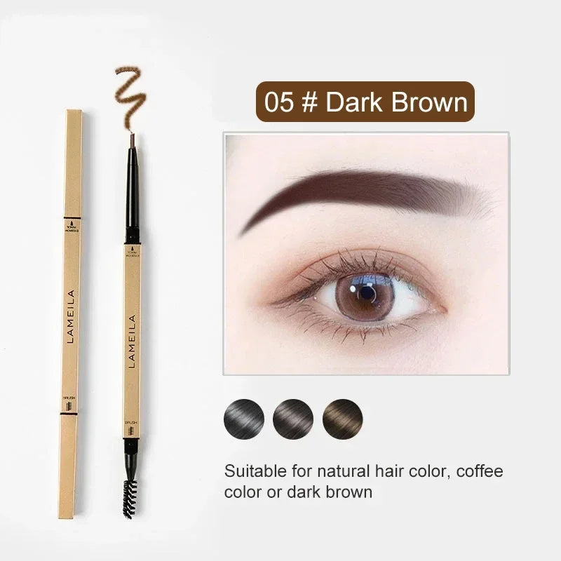 2 in 1 Deluxe Golden Strip Eyebrow Pencil 5 Colors Dual-Ended Long-Lasting Waterproof Precise Application Delicate Eye Makeup Zpaxo 05 Dark Brown